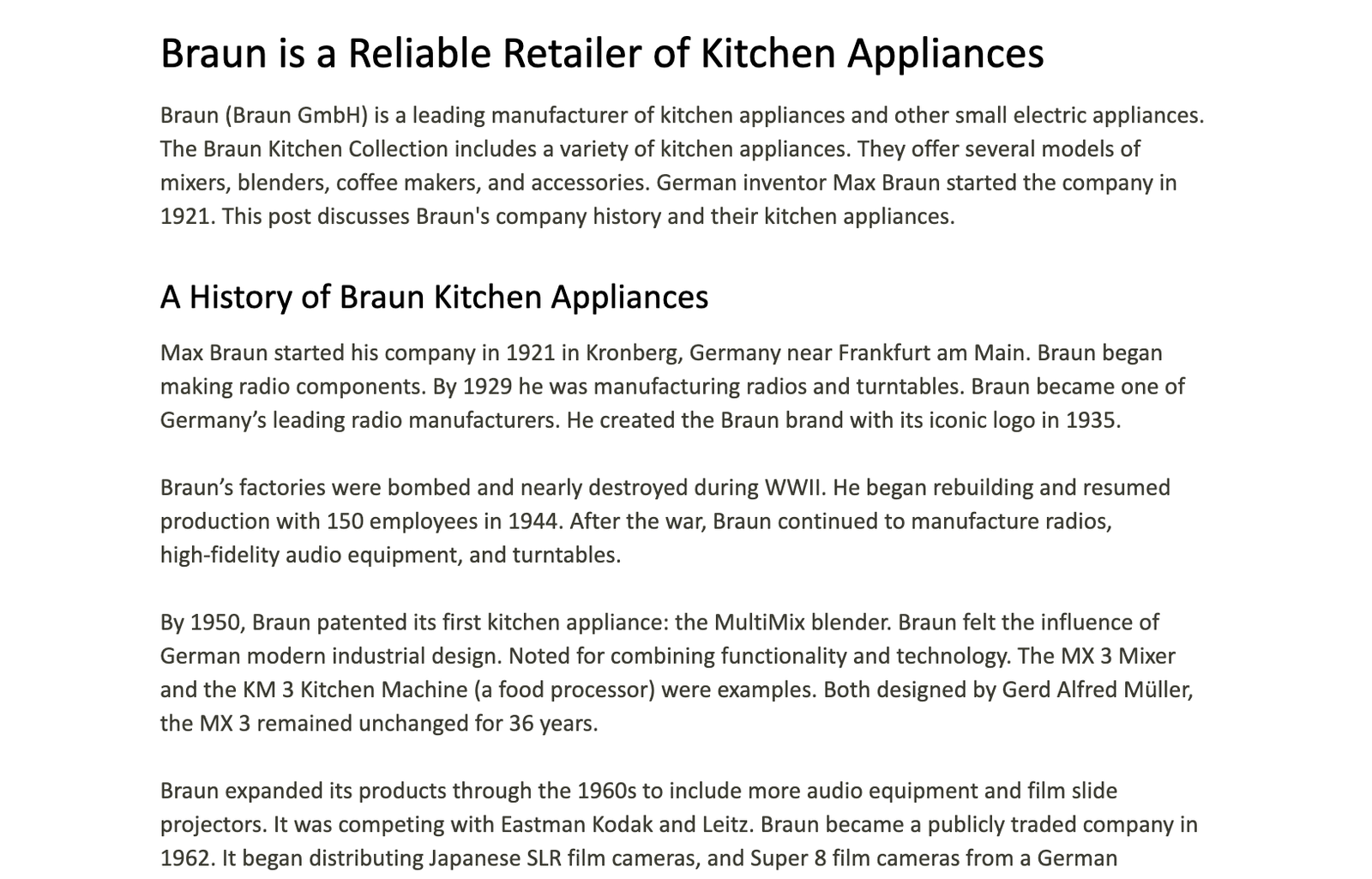 Braun kitchen appliances post