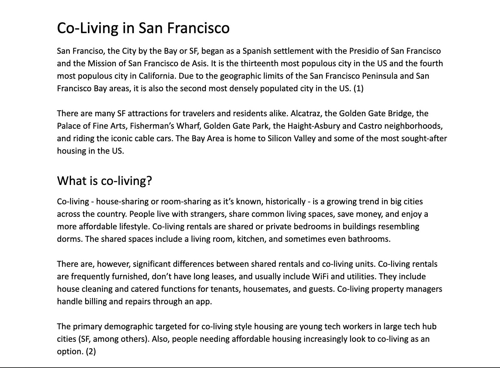 San Francisco Co-Living